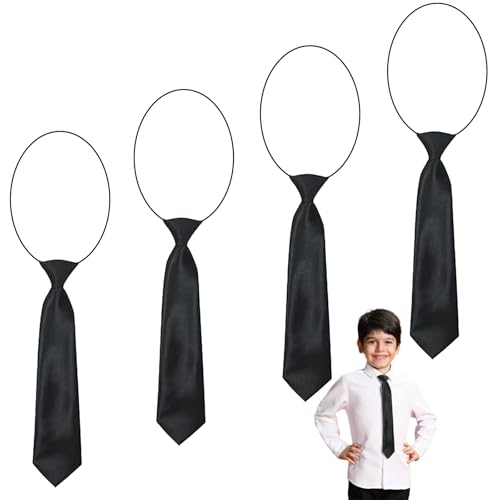 Vimmvid 4 Stücke kinder krawatte schwarz, Schwarz Fasching Kinderkrawatte Verstellbare für Mädchen Abschlussfeier von Vimmvid