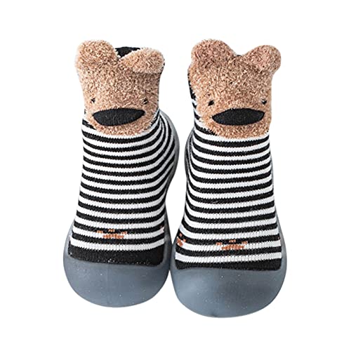 Vimoli Baby Lauflernschuhe Socken Kleinkinder Babysocken ganzjährig Lieblich Weich Socken Sockenschuhe Baby-Slipper für Jungen Mädchen Indoor Outdoor (Black, 18/19EU) von Vimoli
