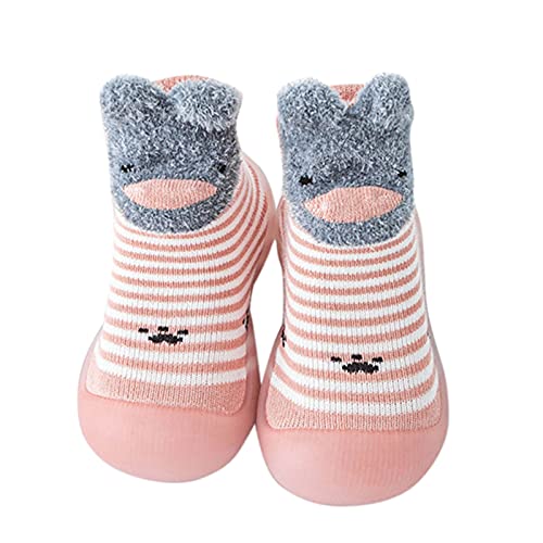 Vimoli Baby Lauflernschuhe Socken Kleinkinder Babysocken ganzjährig Lieblich Weich Socken Sockenschuhe Baby-Slipper für Jungen Mädchen Indoor Outdoor (Pink, 22/23EU) von Vimoli