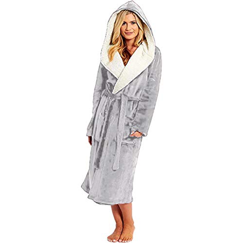 Vimoli Bademantel Damen Sherpa-Fleece Morgenmantel aus Baumwolle Kimono Saunamantel Langarm Bademantel Nachtwäsche mit Tiefer V-Ausschnitt S-XXXXXL von Vimoli