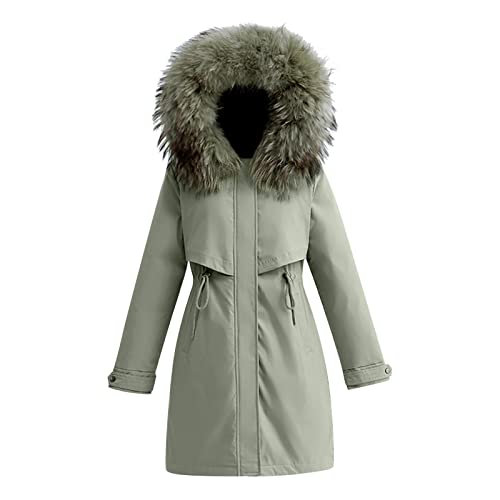 Vimoli Daunenmantel Damen Winterjacke Lange Daunenjacke Warm Parka Jacke mit Fellkapuze Steppjacke Wintermantel Casual Lange Warme Winter Mantel Mit Kapuze von Vimoli