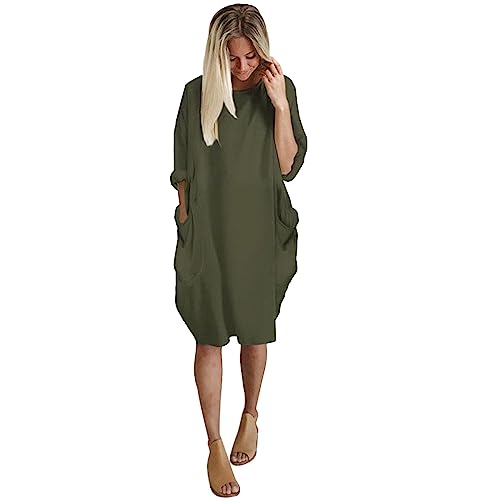 Vimoli Kleider Damen Einfarbig Rundhals Langarm Tunika Kleid Große Größe Oversize Pulloverkleid Blusenkleid Lässig Locker Sweatshirt Freizeitkleid Baggy Knielang Shirtkleid mit Taschen(A Grün,XXL) Vimoli Kleider Damen Einfarbig Rundhals Langarm Tunika Kleid Große Größe Oversize Pulloverkleid Blusenkleid Lässig Locker Sweatshirt Freizeitkleid Baggy Knielang Shirtkleid mit Taschen(A Grün,XXL) von Vimoli