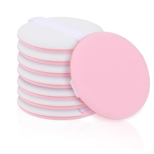 8 Stück Make-up Schwamm Puderquaste, Puderquaste Runde, Hautfarbe Makeup Powder Puff, Foundation Kissen, Nasses Trockenes Makeup Werkzeug, Waschbare Puderquasten mit großem Gesicht für losen Puder von Vin Beauty