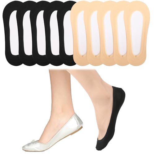 10 Paar Ballerina Socken Füsslinge Damen Nylon Unsichtbare für Ballerinas Einlegesohlen Unsichtbare Leichte Füßlinge für Damen Ballerinas Loafers Absätze Ultra Niedrig Geschnitten Rutschfeste Dünne von Vin Beauty