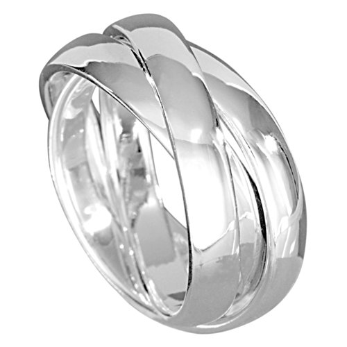 Vinani Damen Ring 925 Silber - 3er Wickelring aus 925 Sterling Silber massiv glänzend 3 bewegliche Ringe - 3mm Dreierring - R3R58 von Vinani
