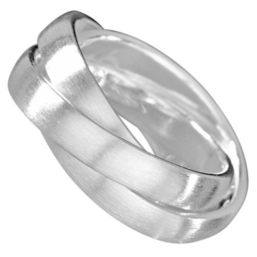 Vinani 3er Ring Wickelring mattiert drei Ringe beweglich Sterling Silber 925 Größe 52 (16.6) Dreierring RSM52 von Vinani