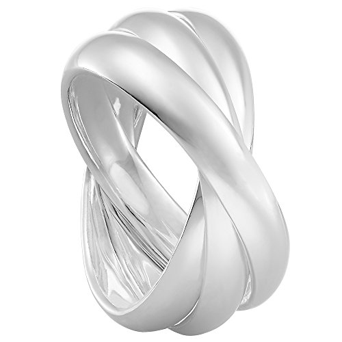 Vinani Damen Ring 925 Silber - 3er Ring Wickelring massiv glänzend 3 Ringe beweglich 925 Sterling Silber Dreierring für Frauen - 2R3A-54 von Vinani