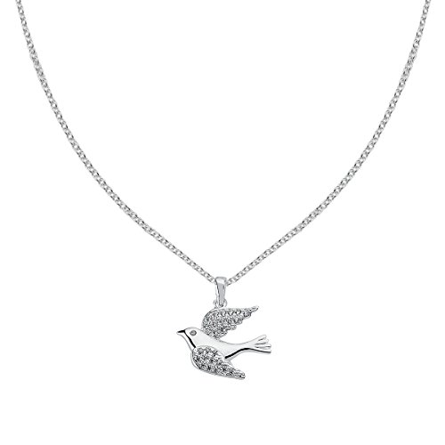 Vinani Anhänger Vogel mit weißen Zirkonia elegant glänzend mit Fiorentina Kette 42 cm Sterling Silber 925 Kette Italien Taube Bird 2AVO-F342 von Vinani