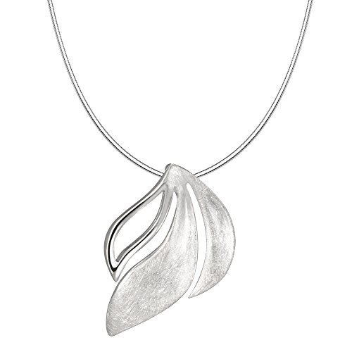 Vinani Anhänger Blatt gewellt gebürstet glänzend mit Schlangenkette 45 cm Sterling Silber 925 Kette Italien ABOG-S45 von Vinani