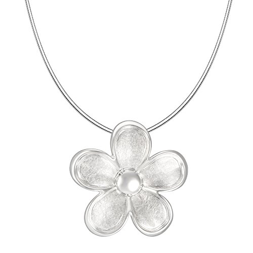 Vinani Damen Halskette mit Anhänger - Blumen-Anhänger glänzend gebürstet - Schlangenkette aus Italien - 925 Sterling Silber - ABTA-S45 von Vinani