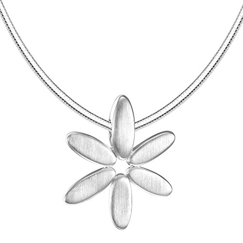 Vinani Anhänger Blume mattiert schlicht mit Schlangenkette 42 cm Sterling Silber 925 Kette Italien Blüte ACA-S42 von Vinani