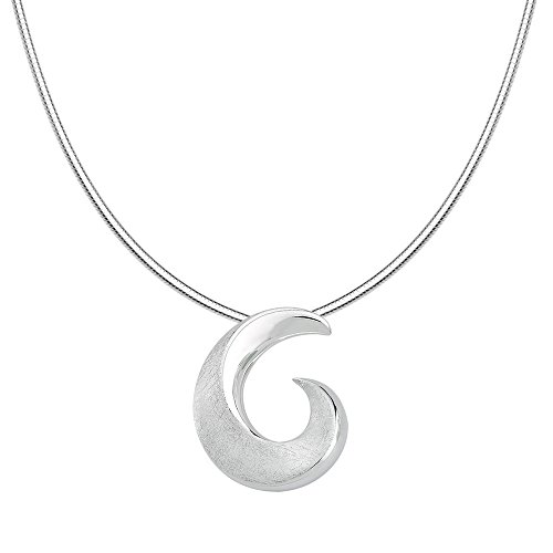 Vinani Anhänger Design Spirale elegant geschwungen gebürstet glänzend mit Schlangenkette 45 cm Sterling Silber 925 Kette Italien 2ASI-S45 von Vinani