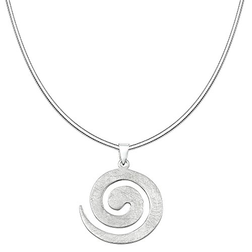 Vinani Anhänger Design Spirale groß gebürstet mit Schlangenkette 40 cm Sterling Silber 925 Kette Italien 2ASP-S40 von Vinani