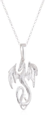 Vinani Anhänger Drache groß glänzend mit Erbskette 42 cm Sterling Silber 925 Kette Italien ADG-T42 von Vinani