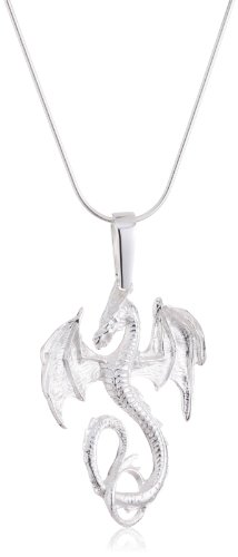 Vinani Anhänger Drache groß glänzend mit Schlangenkette 50 cm Sterling Silber 925 Kette Italien ADG-S50 von Vinani