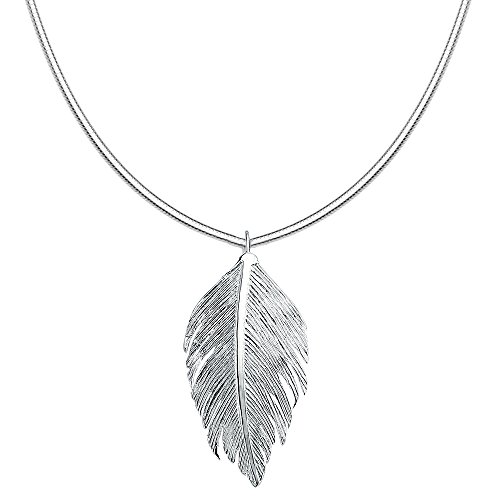 Vinani Anhänger Feder glänzend mit Schlangenkette 45 cm Sterling Silber 925 Kette Italien Vogel Flügel 2AFD-S45 von Vinani