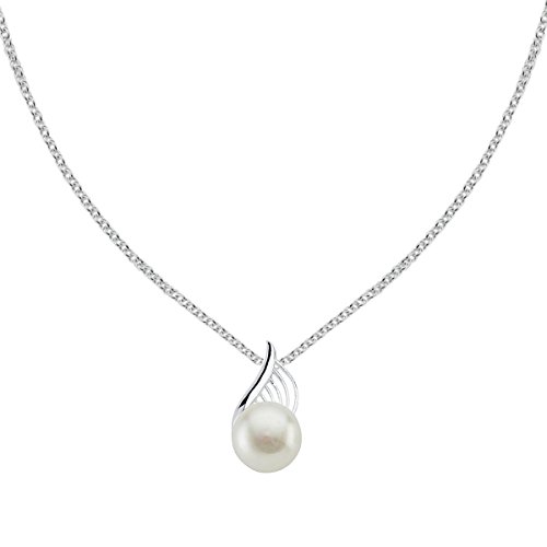 Vinani Anhänger Flügel mit Süßwasserzuchtperle elegant glänzend mit Fiorentina Kette 45 cm Sterling Silber 925 Kette Italien Natur Perle Note 2APT-F345 von Vinani