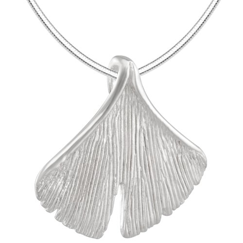 Vinani Anhänger Ginkgo Blatt mattiert mit Schlangenkette 42 cm Sterling Silber 925 Kette Italien AGK42 von Vinani