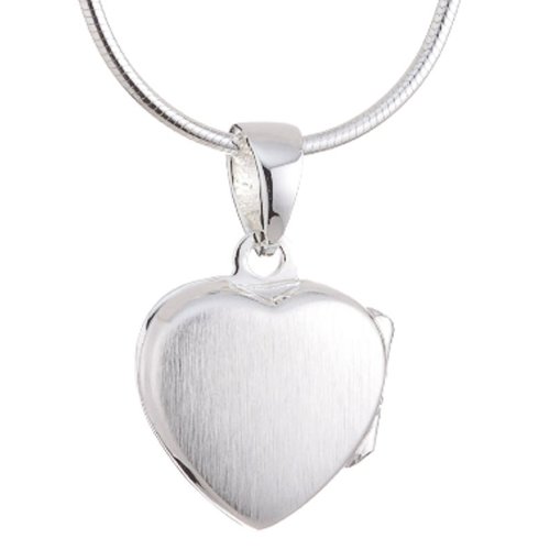 Vinani Anhänger Herz Medaillon zum Öffnen mattiert glänzend mit Schlangenkette 45 cm Sterling Silber 925 Kette Italien AHK-S45 von Vinani