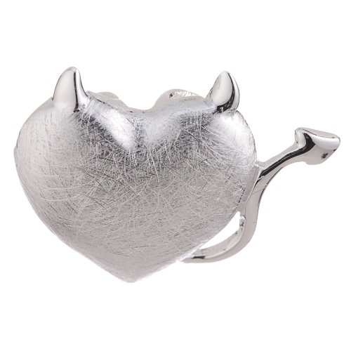 Vinani Anhänger Herz Teufel gebürstet mit Hörnern und Schwanz Sterling Silber 925 AHT-EZ von Vinani