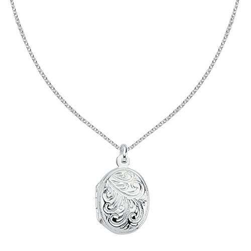 Vinani Anhänger Indien Design Medaillon mit Verzierungen zum Öffnen glänzend mit Fiorentina Kette 45 cm Sterling Silber 925 Kette Italien 2AMI-F545 von Vinani