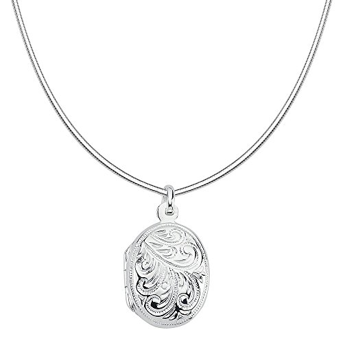 Vinani Anhänger Indien Design Medaillon mit Verzierungen zum Öffnen glänzend mit Schlangenkette 50 cm Sterling Silber 925 Kette Italien 2AMI-S50 von Vinani