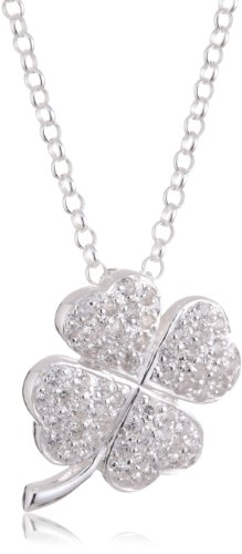 Vinani Anhänger Kleeblatt Zirkonia weiß mit Erbskette 50 cm Sterling Silber 925 Kette Italien AKG-T50 von Vinani