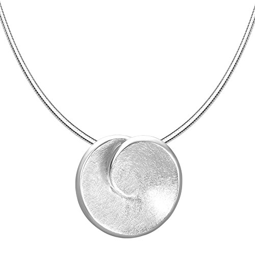 Vinani Anhänger Kreis gewölbtes Design gebürstet glänzend mit Schlangenkette 42 cm Sterling Silber 925 Kette Italien ABBG-S42 von Vinani