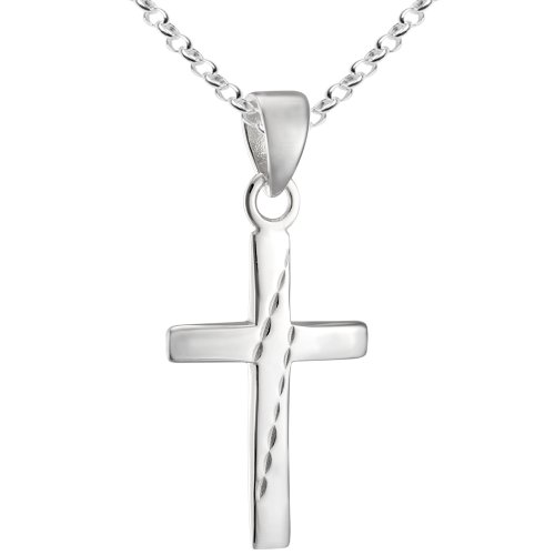 Vinani Anhänger Kreuz Muster glänzend mit Erbskette 50 cm Sterling Silber 925 Kette Italien AKL-T50 von Vinani