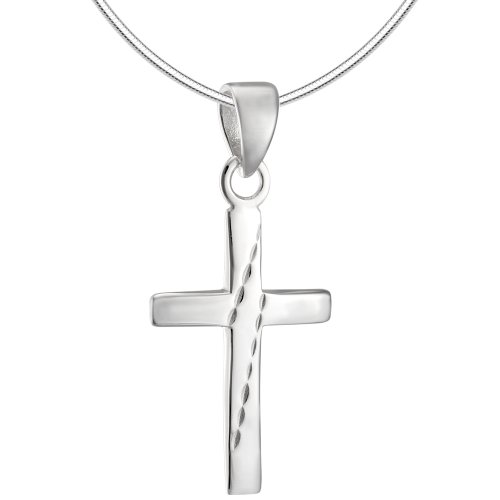 Vinani Anhänger Kreuz Muster glänzend mit Schlangenkette 42 cm Sterling Silber 925 Kette Italien AKL-S42 von Vinani