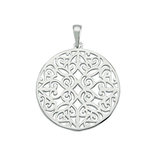 Vinani Damen Anhänger 925 Silber - Anhänger mit glänzedem Mandala Design - 925 Sterling Silber für Frauen - 2ALF-EZ von Vinani