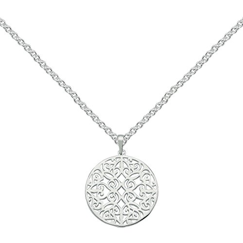 Vinani Anhänger Mandala Yantra Yoga glänzend mit Fiorentina Kette 42 cm Sterling Silber 925 Kette Italien 2ALF-F542 von Vinani