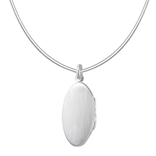 Vinani Anhänger Medaillon oval schlicht mattiert glänzend zum Öffnen mit Schlangenkette 50 cm Sterling Silber 925 Kette Italien AMOV-S50 von Vinani