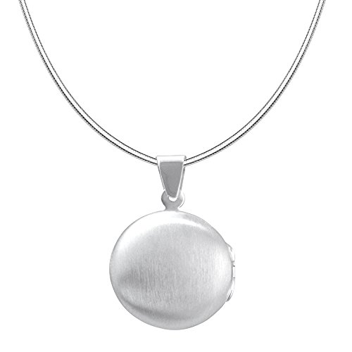 Vinani Anhänger Medaillon rund schlicht mattiert glänzend zum Öffnen mit Schlangenkette 45 cm Sterling Silber 925 Kette Italien AMRU-S45 von Vinani