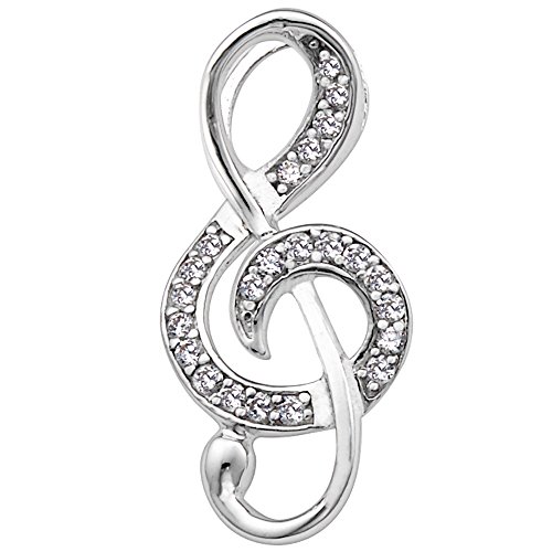Vinani Anhänger Note mit weißen Zirkonia elegant glänzend Sterling Silber 925 Notenschlüssel Musik 2ANO-EZ von Vinani