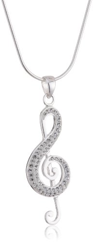 Vinani Anhänger Notenschlüssel glänzend Zirkonia weiß mit Schlangenkette 42 cm Sterling Silber 925 Kette Italien ANZ-S42 von Vinani