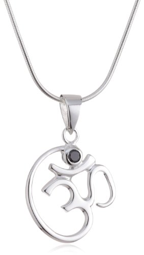 Vinani Anhänger OM Symbol Zirkonia schwarz mit Schlangenkette 45 cm Sterling Silber 925 Kette Italien AOM-S45 von Vinani