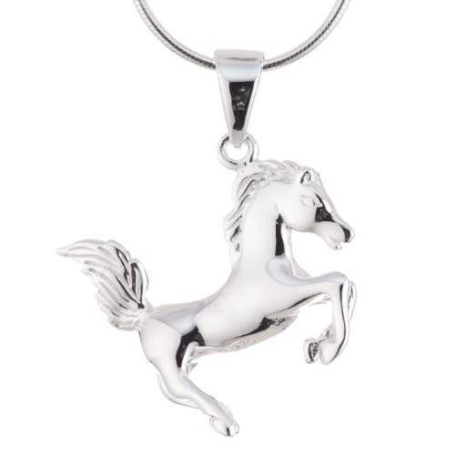 Vinani Anhänger Pferd glänzend mit Schlangenkette 42 cm Sterling Silber 925 Kette Italien APF-S42 von Vinani