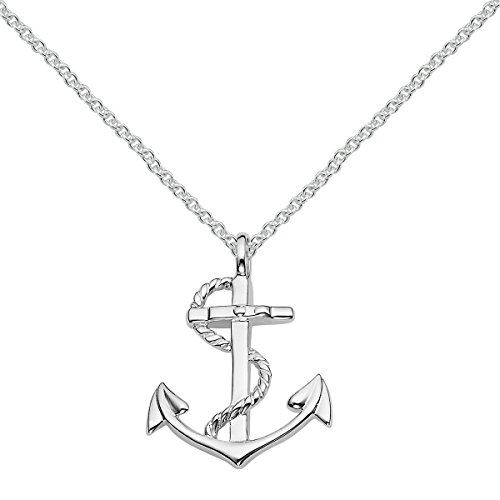 Vinani Anhänger Schiffs Anker Symbol Seemann glänzend mit Fiorentina Kette 45 cm Sterling Silber 925 Italien 2AAG-F545 von Vinani