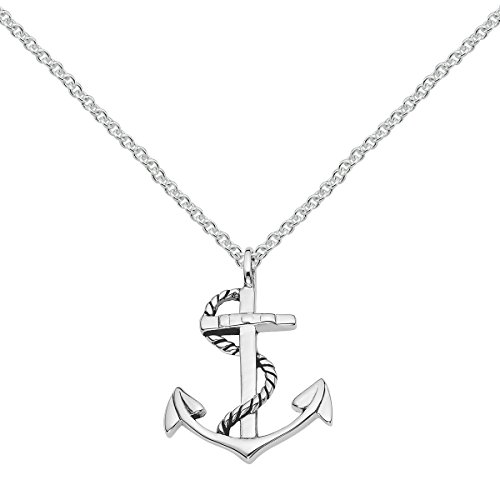 Vinani Anhänger Schiffs Anker mit Oxidationen Symbol Seemann glänzend mit Fiorentina Kette 42 cm Sterling Silber 925 Italien 2AAS-F542 von Vinani