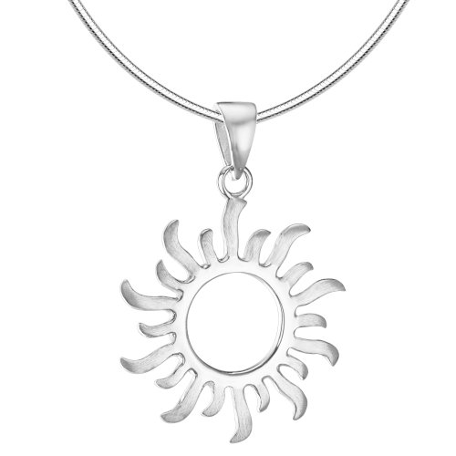 Vinani Anhänger Sonne mattiert glänzend mit Schlangenkette 45 cm Sterling Silber 925 Kette Italien ASON-S45 von Vinani