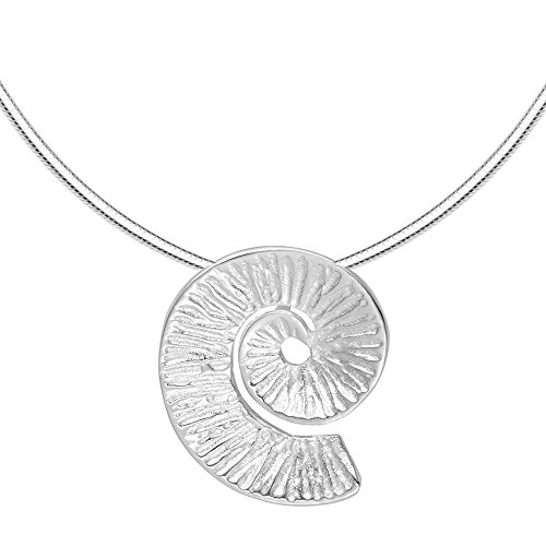 Vinani Anhänger Spirale Schnecke gewölbt glänzend mit Schlangenkette 45 cm Sterling Silber 925 Kette Italien -S45 von Vinani
