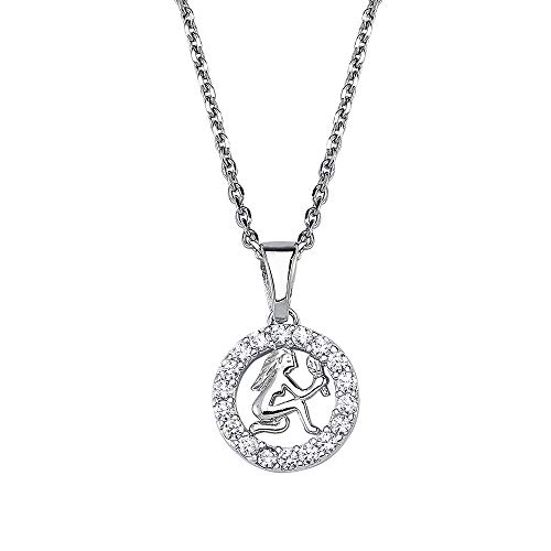 Vinani Anhänger Sternzeichen Jungfrau Tierkreiszeichen Horoskop mit Zirkonia weiß mit Kette verlängerbar 42-50 cm 925 Sterling Silber Geburtstag 2AZF von Vinani