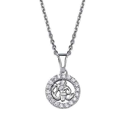 Vinani Anhänger Sternzeichen Wassermann Tierkreiszeichen Horoskop mit Zirkonia weiß mit Kette verlängerbar 42-50 cm 925 Sterling Silber Geburtstag 2AZE von Vinani