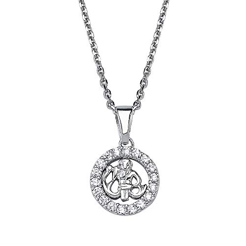 Vinani Anhänger Sternzeichen Wassermann Tierkreiszeichen Horoskop mit Zirkonia weiß mit Kette verlängerbar 42-50 cm 925 Sterling Silber Geburtstag 2AZE von Vinani