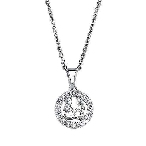 Vinani Anhänger Sternzeichen Zwilling Tierkreiszeichen Horoskop mit Zirkonia weiß mit Kette verlängerbar 42-50 cm 925 Sterling Silber Geburtstag 2AZM von Vinani