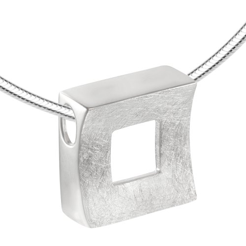 Vinani Anhänger Viereck Quadrat gebürstet mit Schlangenkette 40 cm Sterling Silber 925 Kette Italien AVQ40 von Vinani