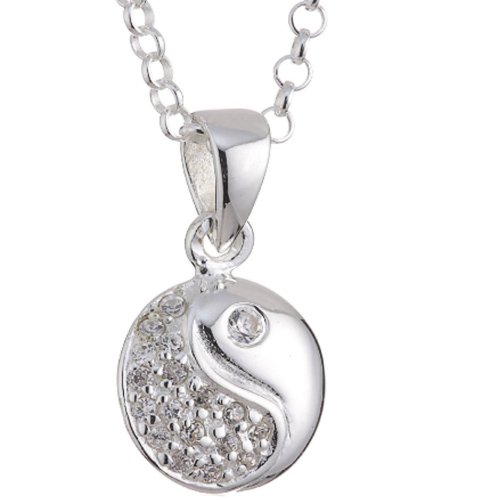 Vinani Anhänger Ying Yang mit Zirkonia weiß mit Erbskette 50 cm Sterling Silber 925 Kette Italien Yin Yang AYY-T50 von Vinani