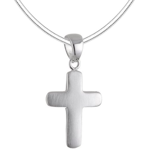 Vinani Damen Kette mit Anhänger - kleines Kreuz mattiert - Schlangenkette 45 cm aus Italien - 925 Sterling Silber für Frauen AKD-S45 von Vinani