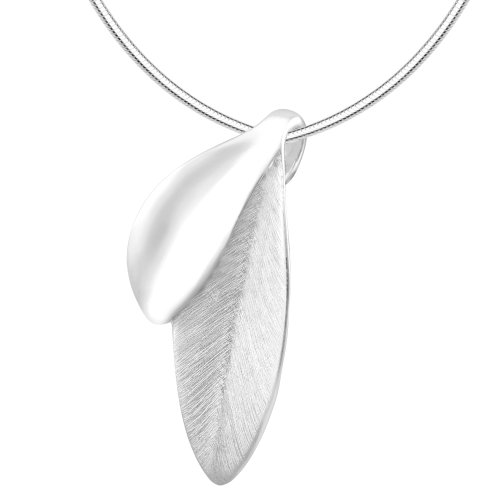 Vinani Anhänger zwei große Blätter mattiert gebürstet Blatt mit Schlangenkette 45 cm Sterling Silber 925 Kette Italien ABH-S45 von Vinani